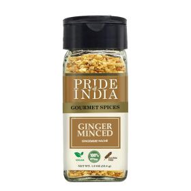 Pride of India – 1.9 oz Ginger Minced Whole – Gourmet Spice – Rich in Antioxidant – Potent Flavor - Great for Adding Flavor to Stir Fries & Sa