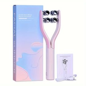 Roller type facial massage tool, USB electric facial massager, V-shaped facial roller beauty device