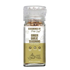 Pride of India Ginger Garlic Seasoning 2.3 oz (65 gm) w/ Convenient Grinder Cap Spicy Savory Taste | For Cooking